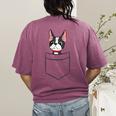 Boston Terrier Dog In The Pocket Boston Terrier For Men Women Girls Kids Women's Comfort Colors T-Shirt Back Print Berry