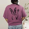 Boston Terrier Dog Raising Paw Idea Men Women Women's Comfort Colors T-Shirt Back Print Berry