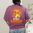 My Boston Terrier Dog Rides Shotgun Witch Halloween Men Women Women's Comfort Colors T-Shirt Back Print Berry