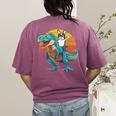Boston Terrier Dog Riding Dinosaur T Rex Boys Women's Comfort Colors T-Shirt Back Print Berry