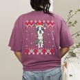 Boston Terrier Dog Santa Hat Men Kids Ugly Christmas Light Women's Comfort Colors T-Shirt Back Print Berry