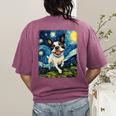 Boston Terrier Dog Starry Night Painting Women's Comfort Colors T-Shirt Back Print Berry
