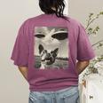 Boston Terrier Dog UFO Alien Extraterrestrial Selfie Women's Comfort Colors T-Shirt Back Print Berry