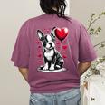 Boston Terrier Dog Valentine's Day Dog Owner Women's Comfort Colors T-Shirt Back Print Berry