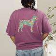 Boston Terrier Flower Silhouette Floral Dog Men Women Girls Kids Women's Comfort Colors T-Shirt Back Print Berry