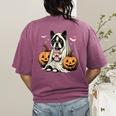 Boston Terrier Ghost Boo Halloween Costume Spooky Season Women's Comfort Colors T-Shirt Back Print Berry