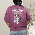 Boston Terrier Girl Cute Cartoon For Dog Owners Pet Terrier Women's Comfort Colors T-Shirt Back Print Berry
