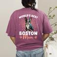 Boston Terrier Groovy World's Best Boston Mom Women's Comfort Colors T-Shirt Back Print Berry