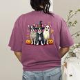 Boston Terrier Halloween Costume Mummy Witch Ghost Dog Lover For Men Women Kids Women's Comfort Colors T-Shirt Back Print Berry