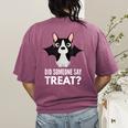 Boston Terrier Halloween Shirt Did Someone Say Treat Women's Comfort Colors T-Shirt Back Print Berry