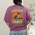 Boston Terrier Halloween Zombie American Gentleman Dog Lover Women's Comfort Colors T-Shirt Back Print Berry