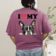 Boston Terrier I Heart My Dog Dog Lover Women's Comfort Colors T-Shirt Back Print Berry