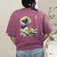 Boston Terrier Japanese Kanagawa Wave Surf Dog Women's Comfort Colors T-Shirt Back Print Berry