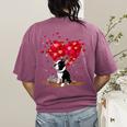 Boston Terrier Lover Heart Shape Boston Terrier Valentine Women's Comfort Colors T-Shirt Back Print Berry