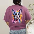 Boston Terrier Lover Pop Art Color Boston Terrier Dog For Men Women Girls Kids Women's Comfort Colors T-Shirt Back Print Berry