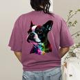 Boston Terrier Lovers Colorful Pop Art Boston Terrier Women's Comfort Colors T-Shirt Back Print Berry