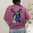 Boston Terrier Lovers Pop Art Boston Terrier Women's Comfort Colors T-Shirt Back Print Berry