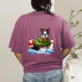 Boston Terrier Merry Christmas Tree Lights Dog X-Mas Dogs Women's Comfort Colors T-Shirt Back Print Berry