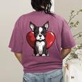 Boston Terrier Mom Dad Bostie Dog Lover Valentines Day Women's Comfort Colors T-Shirt Back Print Berry