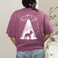 Boston Terrier Mom Dad Dog Alien UFO For Men Women Women's Comfort Colors T-Shirt Back Print Berry