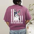 Boston Terrier Papa Cool Dog Lover USA American Flag Men Women Women's Comfort Colors T-Shirt Back Print Berry