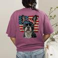 Boston Terrier Patriotic 4th Of July USA American Flag Women's Comfort Colors T-Shirt Back Print Berry