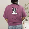 Boston Terrier In The Pocket Cute Pocket Boston Terrier Women's Comfort Colors T-Shirt Back Print Berry