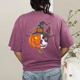 Boston Terrier Pumpkin Jack O Lantern Halloween Women's Comfort Colors T-Shirt Back Print Berry