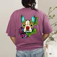 Boston Terrier In Red Day Of The Dead Sugar Skull Dog Women's Comfort Colors T-Shirt Back Print Berry