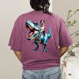 Boston Terrier Riding T-Rex Dinosaur Dog Lover Women's Comfort Colors T-Shirt Back Print Berry