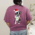 Boston Terrier Santa Christmas Lights Xmas Dog Lover Men Women Kids Women's Comfort Colors T-Shirt Back Print Berry