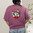Boston Terrier Santa Claus Elf Reindeer Christmas Dog X-Mas Women's Comfort Colors T-Shirt Back Print Berry