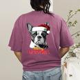Boston Terrier Santa Claus Hat Merry Christmas Dog X-Mas Women's Comfort Colors T-Shirt Back Print Berry