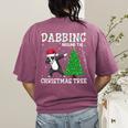 Boston Terrier Santa Hat Dabbing Around The Christmas Tree Women's Comfort Colors T-Shirt Back Print Berry