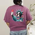 Boston Terrier Selfie Statue Of Liberty 4th Of July American Women's Comfort Colors T-Shirt Back Print Berry
