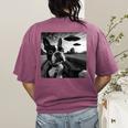 Boston Terrier Graphic Selfie With UFOs Weird Aliens Women's Comfort Colors T-Shirt Back Print Berry
