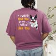 Boston Terrier Shirt I Will Find You And I Will Lick You Women's Comfort Colors T-Shirt Back Print Berry