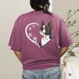 Boston Terrier Shirts For Women Girls Kids Heart Cute Women's Comfort Colors T-Shirt Back Print Berry