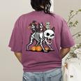 Boston Terrier Skeleton Mummy Witch Halloween Women's Comfort Colors T-Shirt Back Print Berry