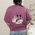 Boston Terrier In The Snow Merry Christmas Winter Women's Comfort Colors T-Shirt Back Print Berry