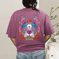 Boston Terrier Sugar Skull Dog Day Of The Dead Women's Comfort Colors T-Shirt Back Print Berry