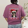 Boston Terrier Ugly Christmas Sweater Xmas For Adults Kids Women's Comfort Colors T-Shirt Back Print Berry