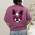 Boston Terrier Valentines Day Shirt Heart Dog Lover Women's Comfort Colors T-Shirt Back Print Berry