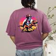 Boston Terrier Wearing A Cowboy Hat On T-Rex Women's Comfort Colors T-Shirt Back Print Berry