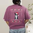 Boston Terrier Wearing Santa Hat Ugly Xmas Dog Lovers Women's Comfort Colors T-Shirt Back Print Berry