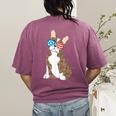 Brindle Boston Terrier Dog Patriotic Shirt USA Flag Women's Comfort Colors T-Shirt Back Print Berry