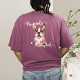 Brown Boston Terrier With Flowers And Feathers Women's Comfort Colors T-Shirt Back Print Berry