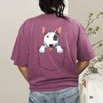 Bull Terrier Pocket Bull Terrier Peeking Out Pocket Women's Comfort Colors T-Shirt Back Print Berry