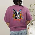Colorful Boston Terrier Dog For Men Women Kids Women's Comfort Colors T-Shirt Back Print Berry