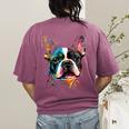 Cute Boston Terrier Puppy Dog Art Lover Unique Painting For Men Women Kids Women's Comfort Colors T-Shirt Back Print Berry